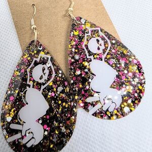 Harley Inspired Colorful Teardrop Earrings with Glitter